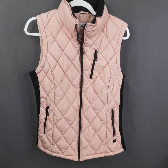 Calvin Klein Womens Puffer Vest Medium Pink Zip Quilted Outdoor Preppy Timeless - Picture 1 of 12